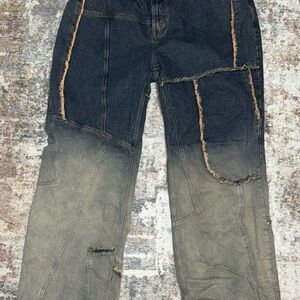 Fashion Nova Blue Boyfriend Jeans with Distressed Details